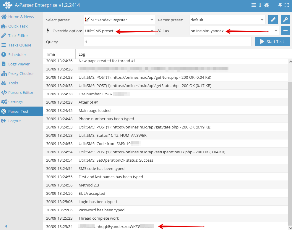 Auswahl des erstellten Presets.