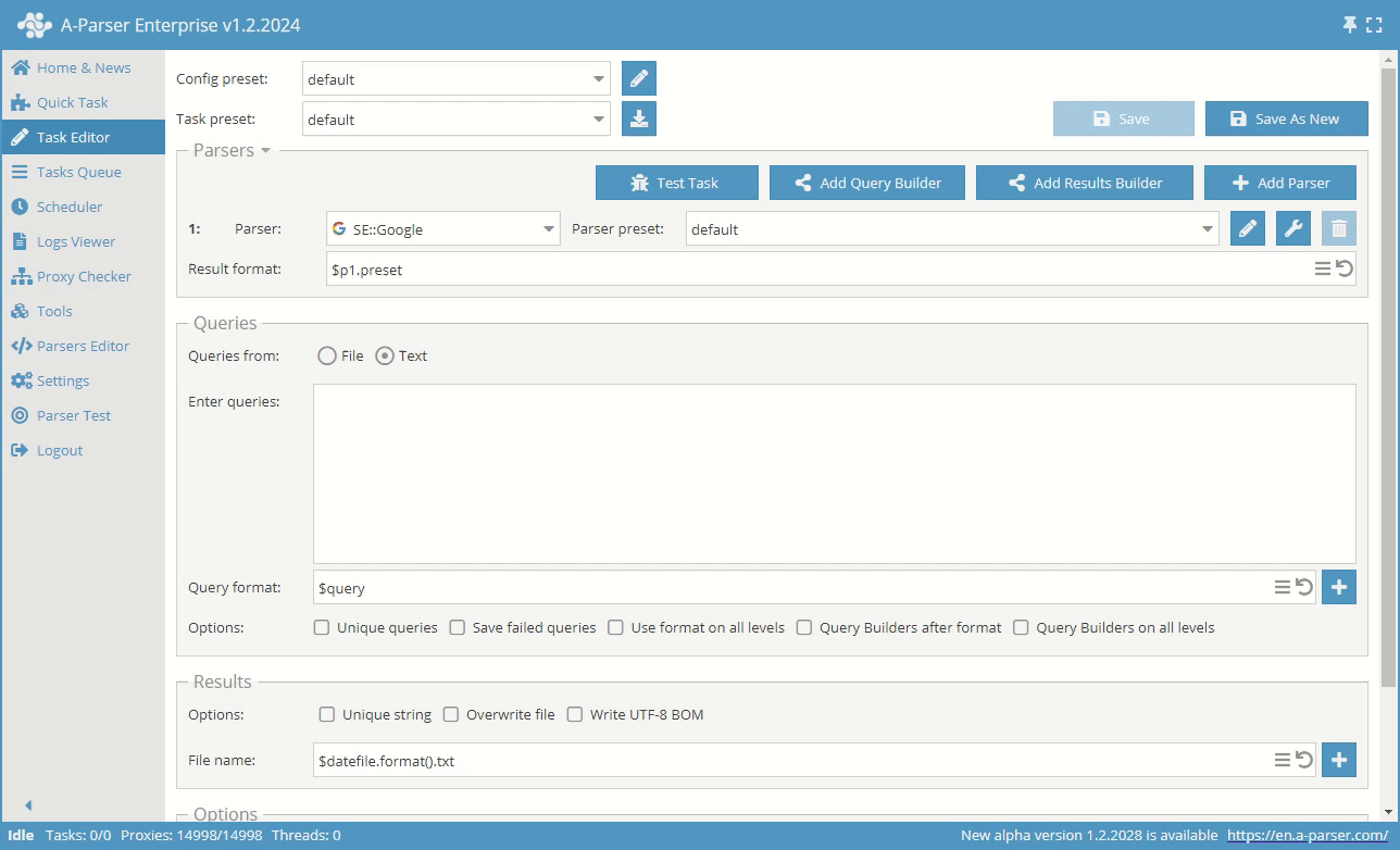 Optionen überschreiben