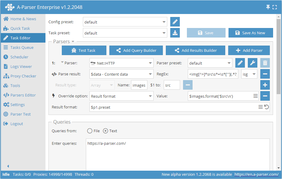Beispiel für das Parsen von Bildlinks aus dem HTML-Quellcode