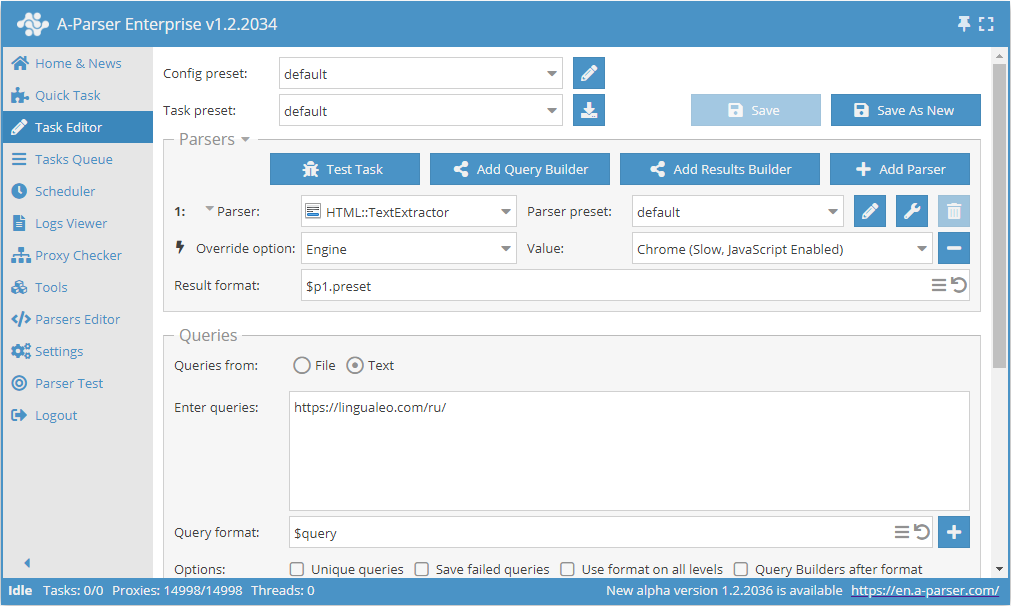 Text parsing via Chrome using lingualeo.com as an example