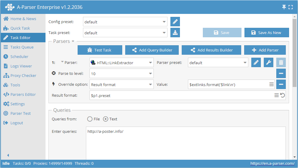 Collecting all external links from sites