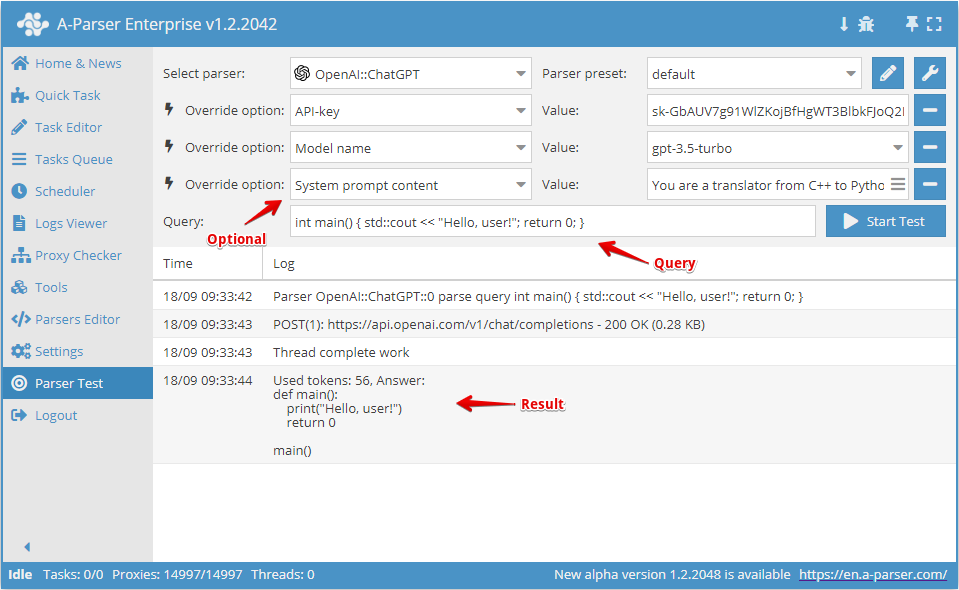 Parser overview: configuration