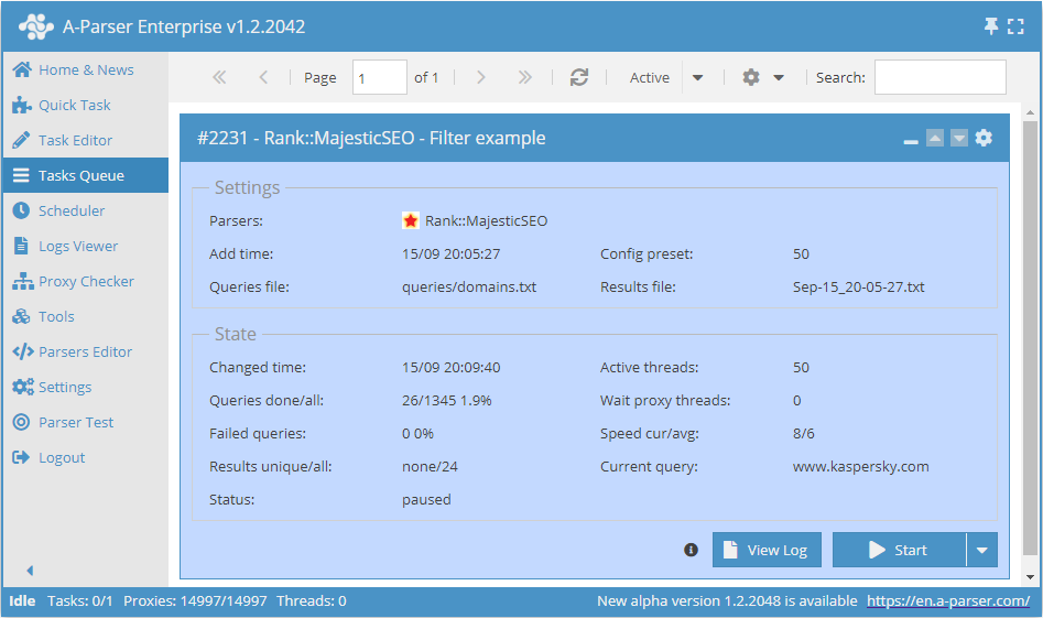Parser overview: operation speed