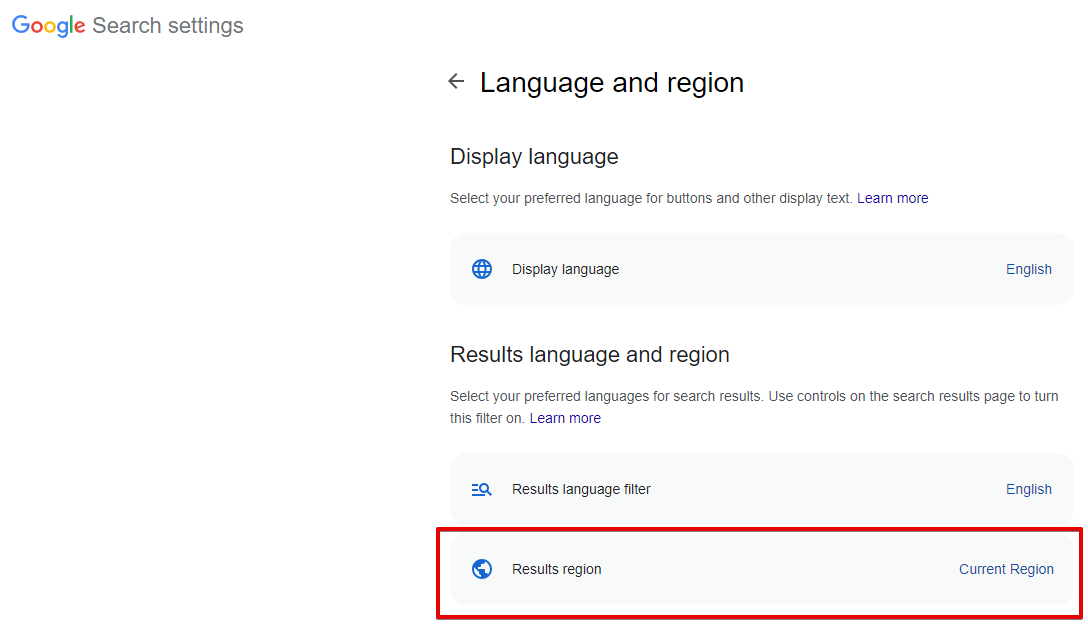 Search from country