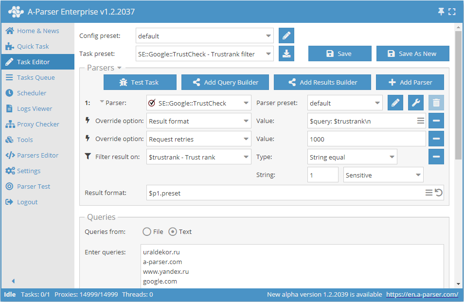 Filtering example