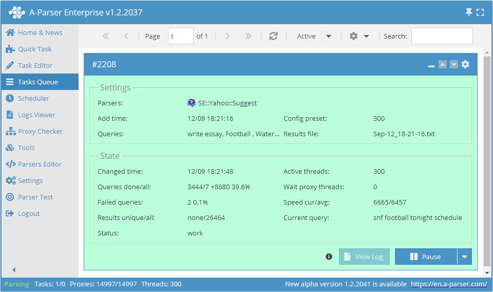 Parser overview: operation speed