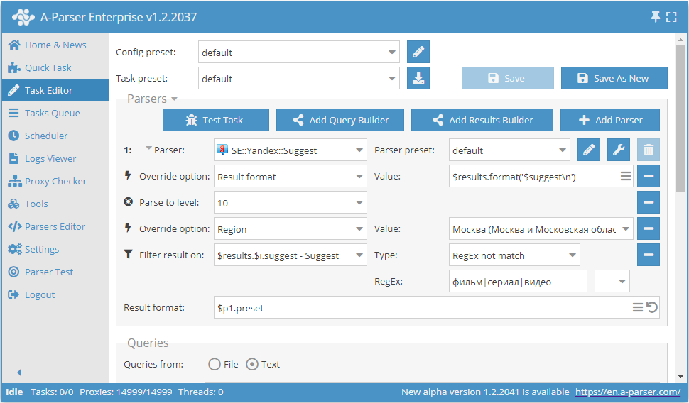 Filtering results (using negative keywords)