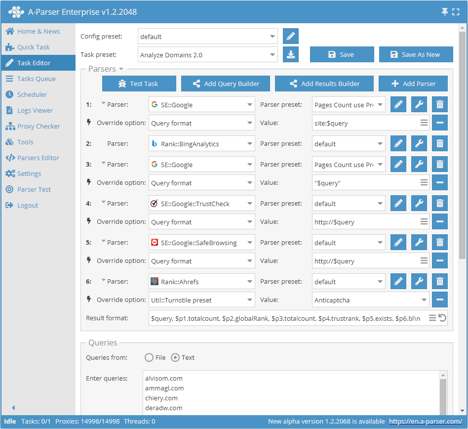 Example of site domain analysis