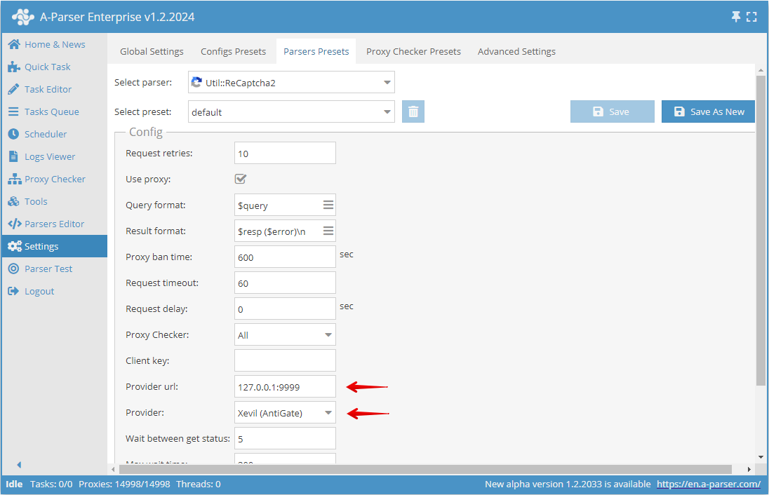 Configuring the Provider url for the Util parser::ReCaptcha2