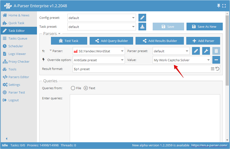 Selección de ajuste preestablecido mediante sobrescritura