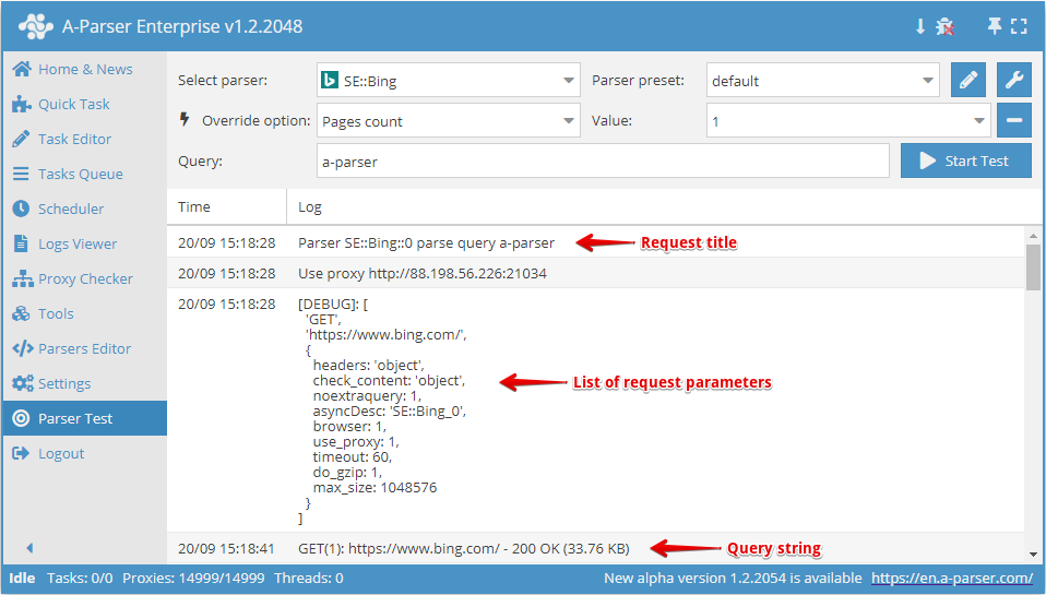 Extracción de prueba en modo debug
