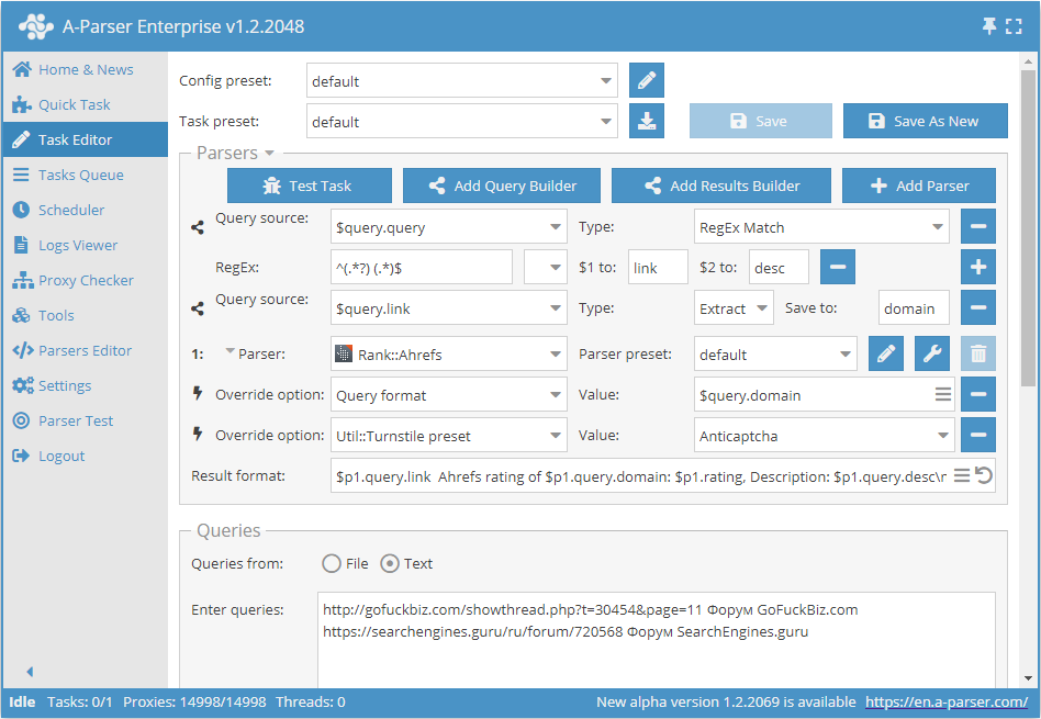 Ejemplo de uso del Constructor de consultas
