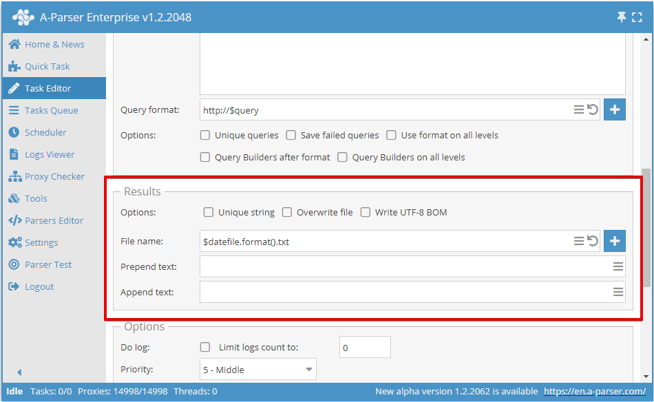 Campos para el texto inicial y final