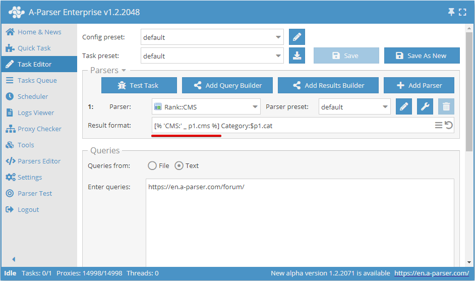 Salida de CMS utilizando el motor de plantillas