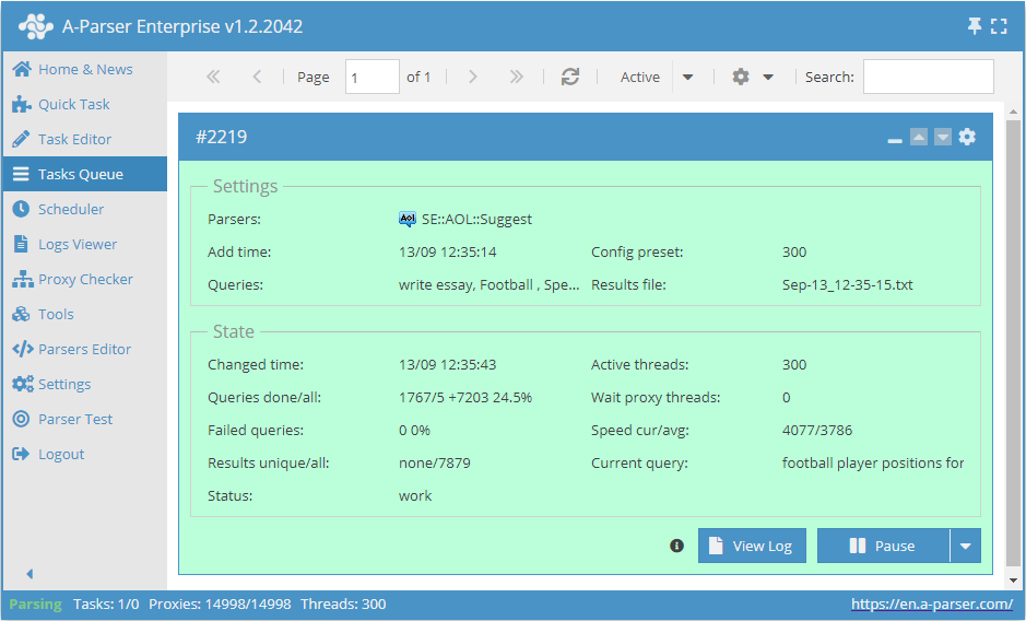 Descripción general del extractor: velocidad de funcionamiento