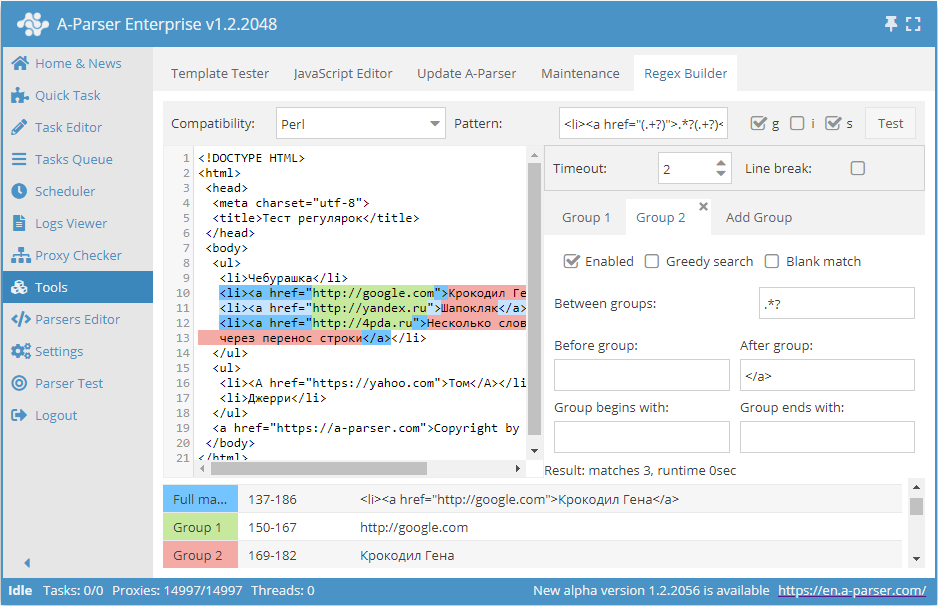 Constructor de expresiones regulares