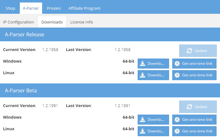 Actualización de la versión