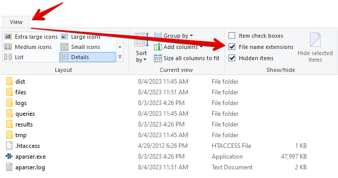 Activar extensiones de archivo en Windows