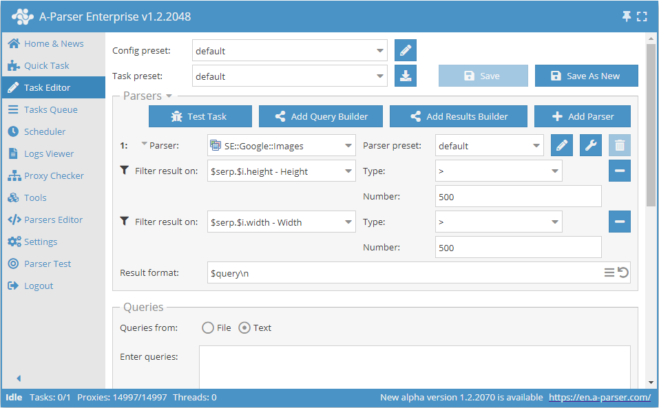Exemple de filtrage d'images par taille