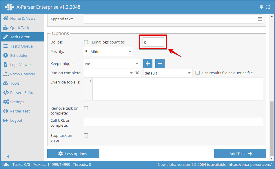 Limites du nombre de logs