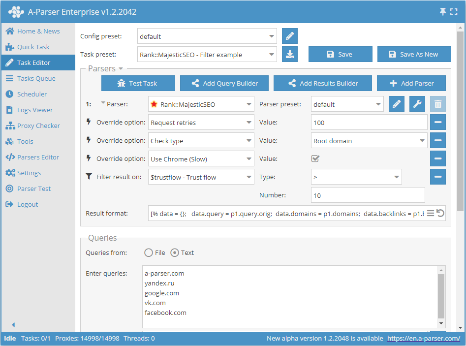 Exemple d'utilisation d'un filtre
