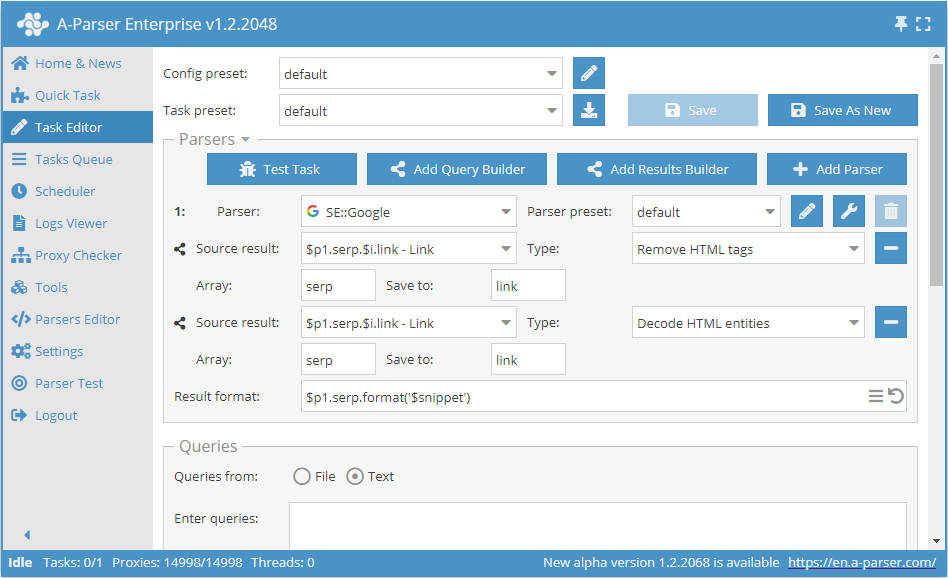 Collecte de snippets avec nettoyage