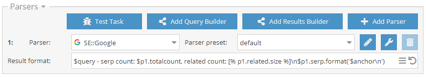 Gabarit dans le format de résultat