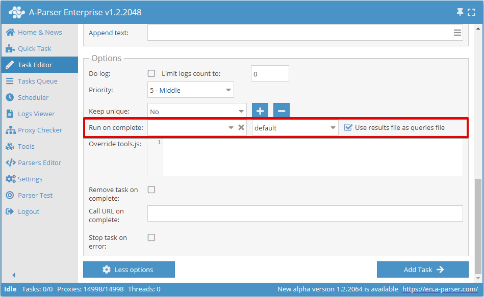 Option Lancer à la fin