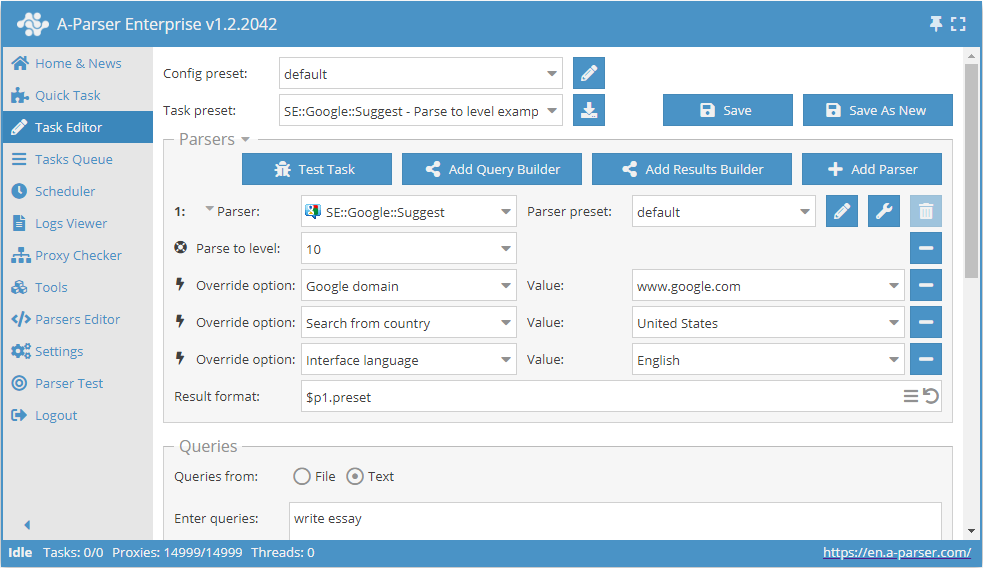 Option Parser jusqu'au niveau