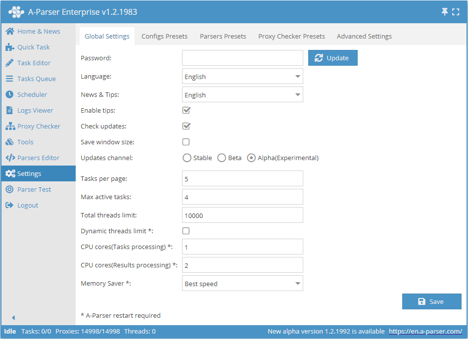 Configuration initiale