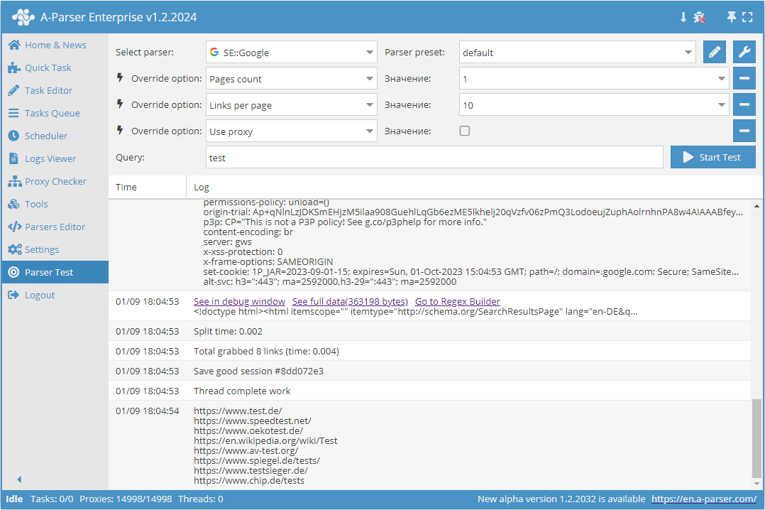 Test di scraping