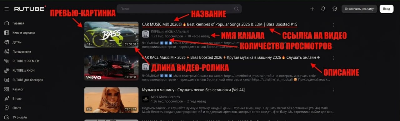 Dati raccolti Rutube