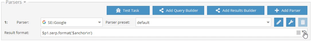 Formato de resultado padrão