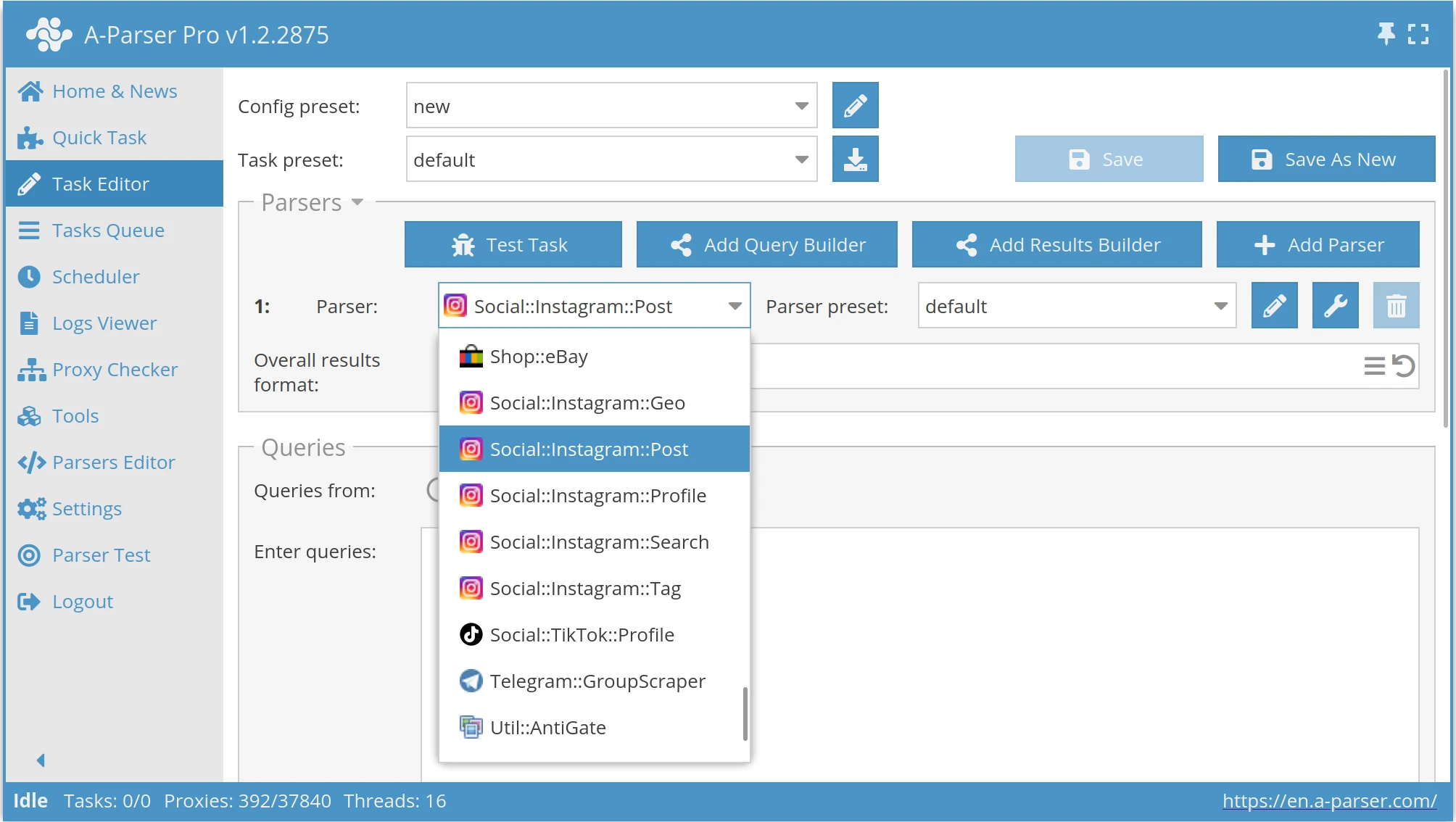 A-Parser para especialistas en marketing de afiliación
