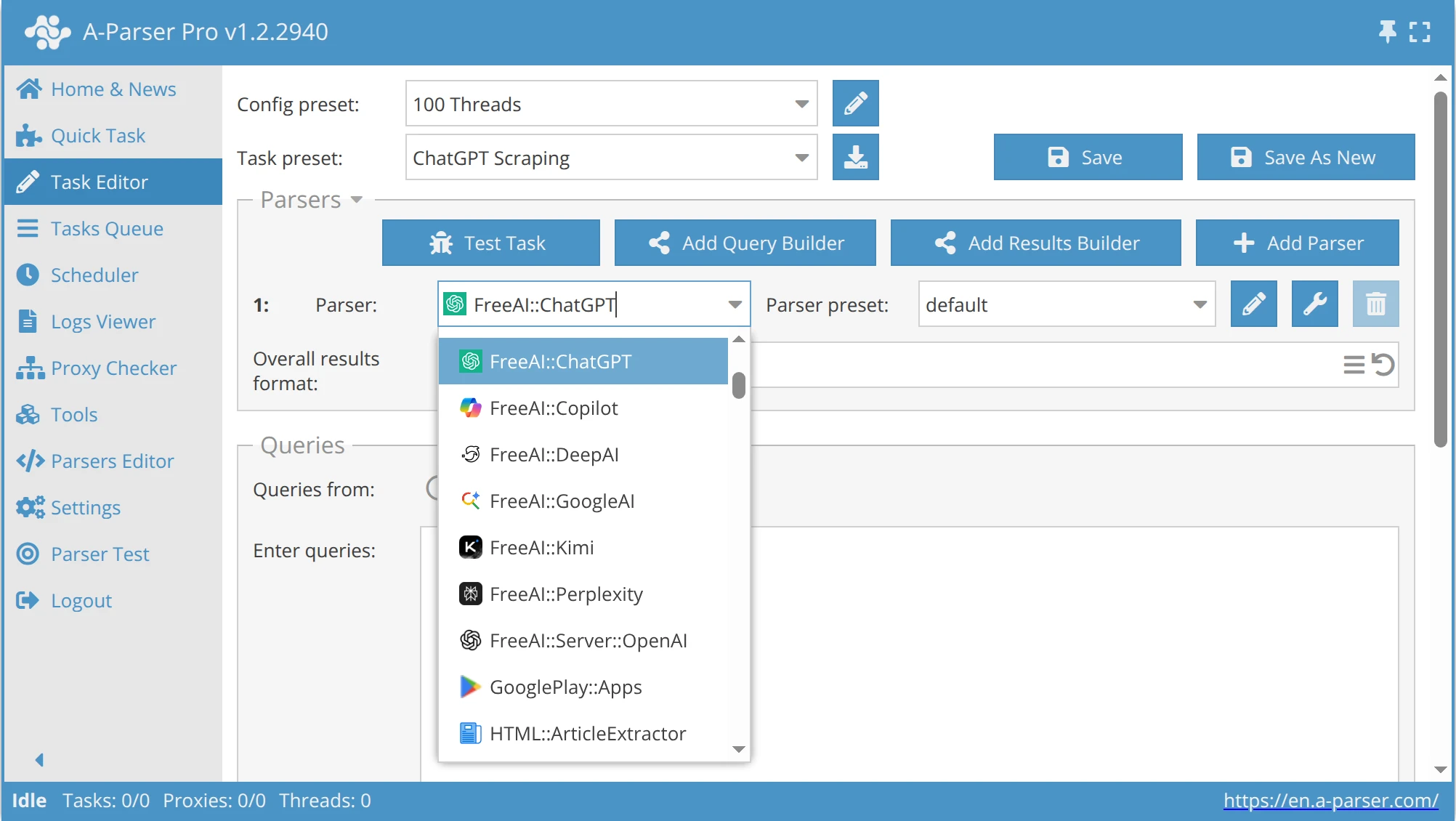 Integración de A-Parser con servicios de IA