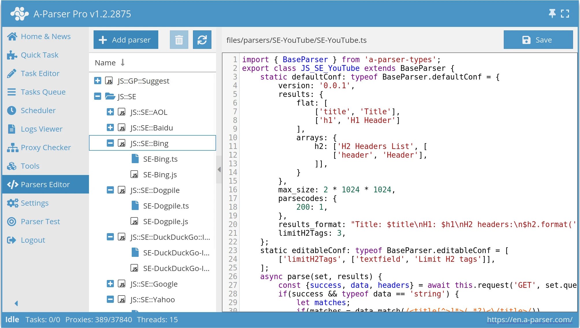 A-Parser pour les développeurs