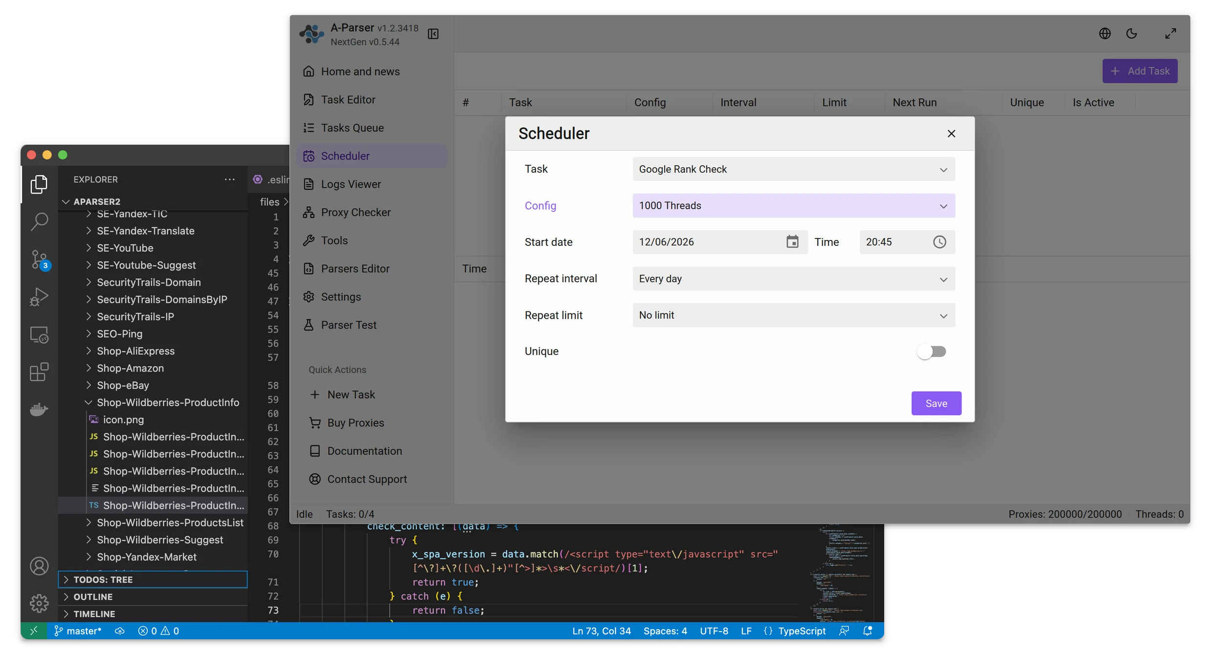 A-Parser replaces a team