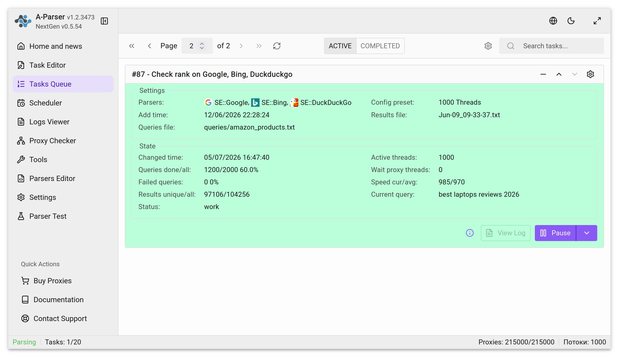 Checking keyword positions in A-Parser